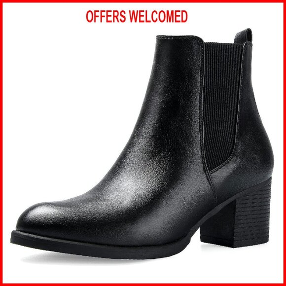 Women's Chelsea Boots Chunky Block Heel Slip On Ankle Boots Fall Booties